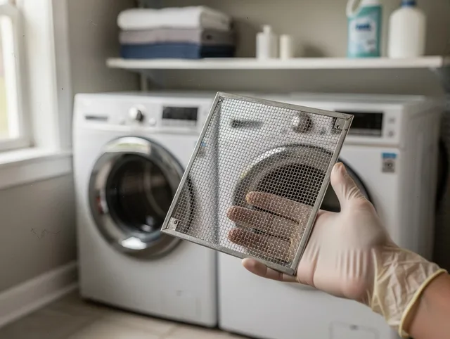 Akron Dryer Vent Cleaning specialist performing detailed lint trap cleaning service in Akron